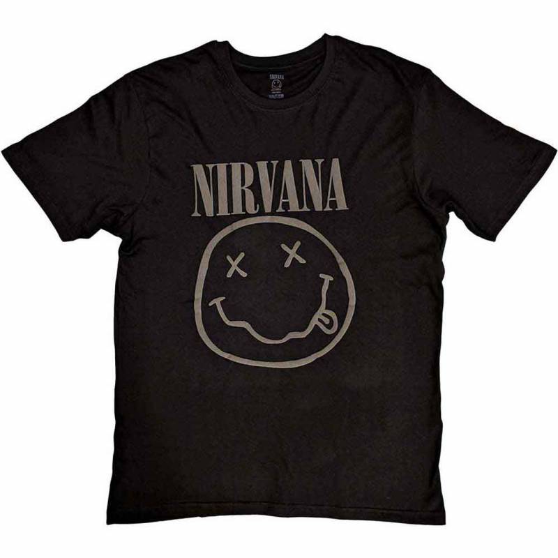 【予約商品】NIRVANA バンドTシャツ ユニセックス: Black Happy Face (Black) (Hi-Build)