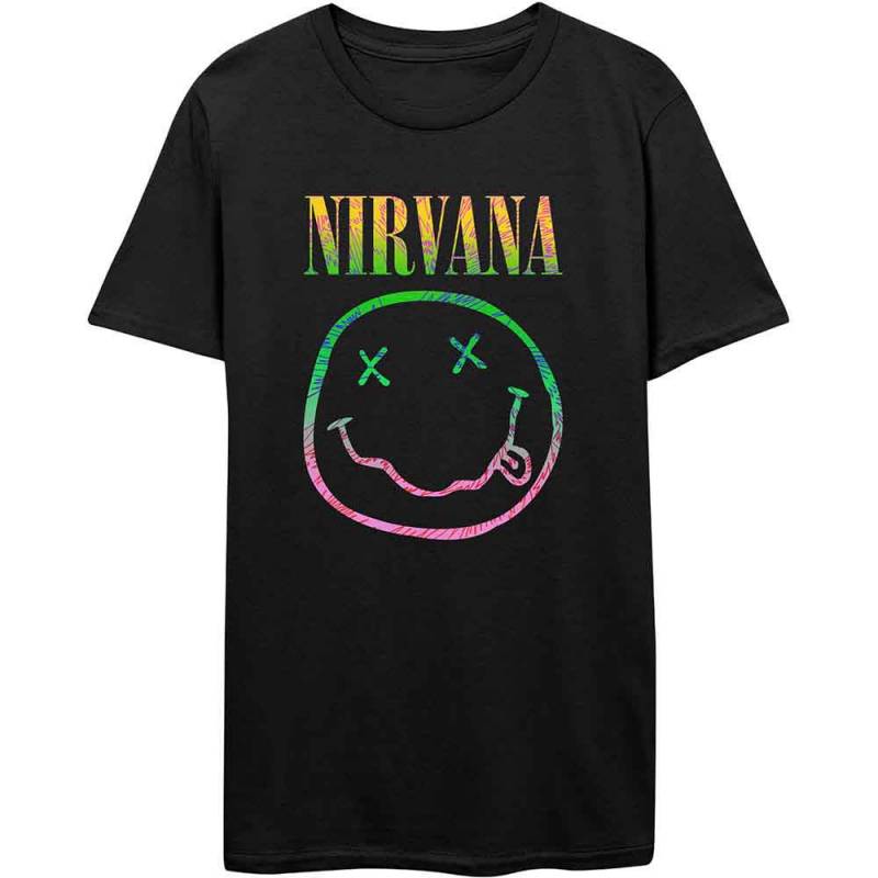 【予約商品】NIRVANA バンドTシャツ ユニセックス: Sorbet Ray Happy Face (Black)