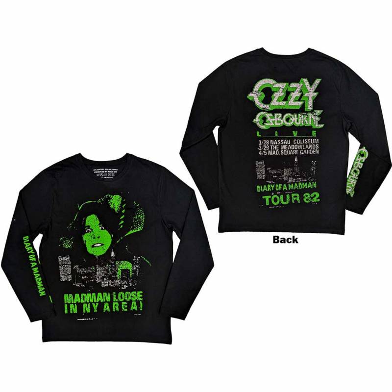 【予約商品】OZZY OSBOURNE Unisex Long Sleeve バンドTシャツ: Madman Loose (Black) (Back & Sleeve Print)
