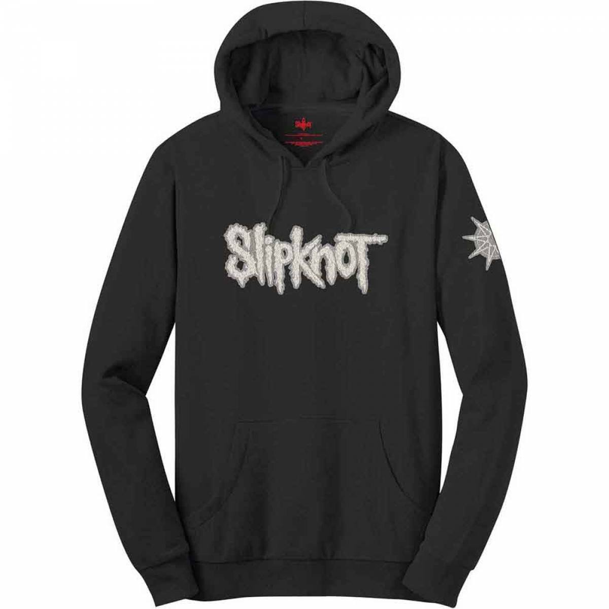 【予約商品】SLIPKNOT Unisex Pullover Hoodie: Logo & Star Applique (Black) (Embellished) - BLACK