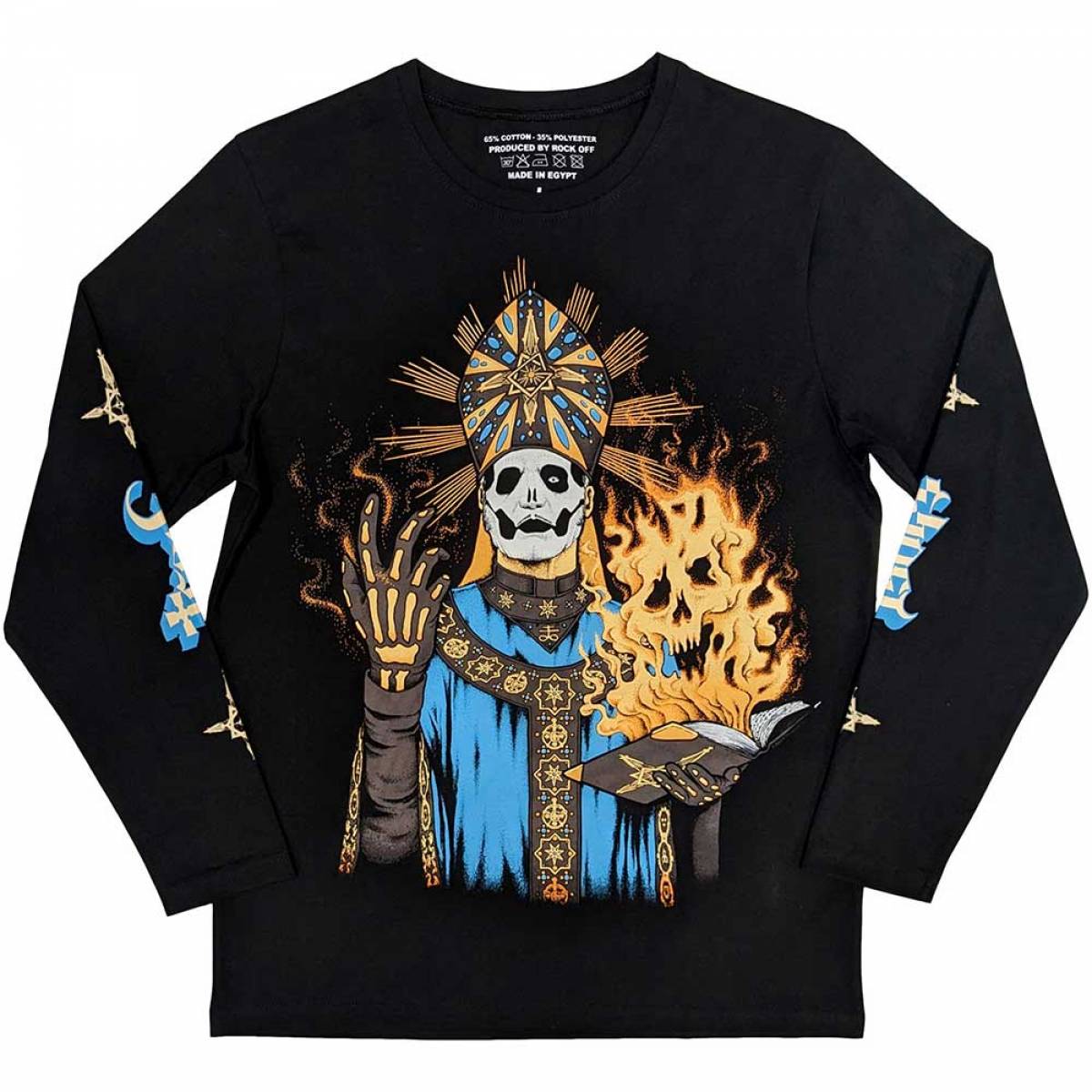 【予約商品】GHOST Unisex Long Sleeve バンドTシャツ: The Burning (Black) (Sleeve Print) - BLACK