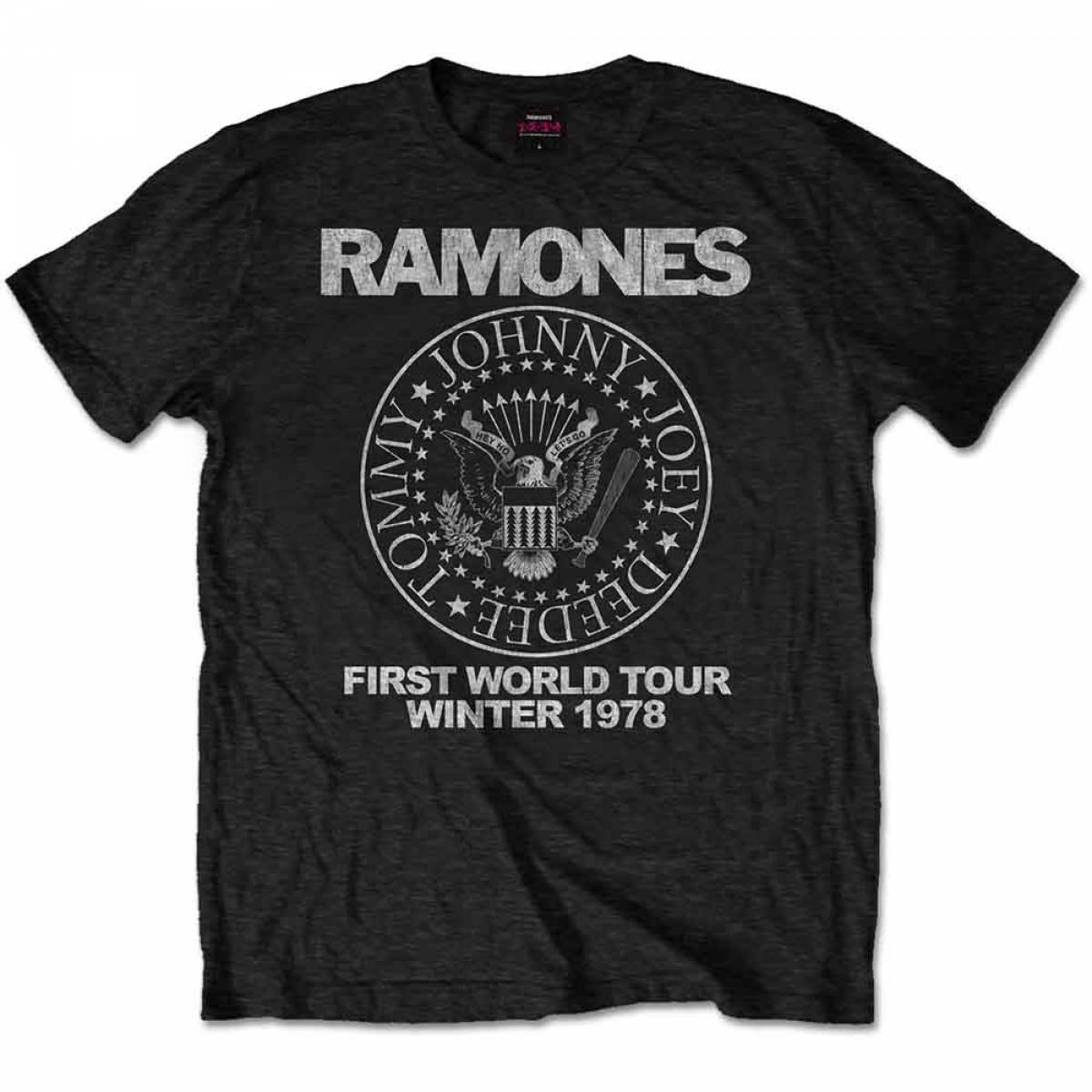 【予約商品】RAMONES バンドTシャツ ユニセックス: First World Tour 1978 (Black) - BLACK