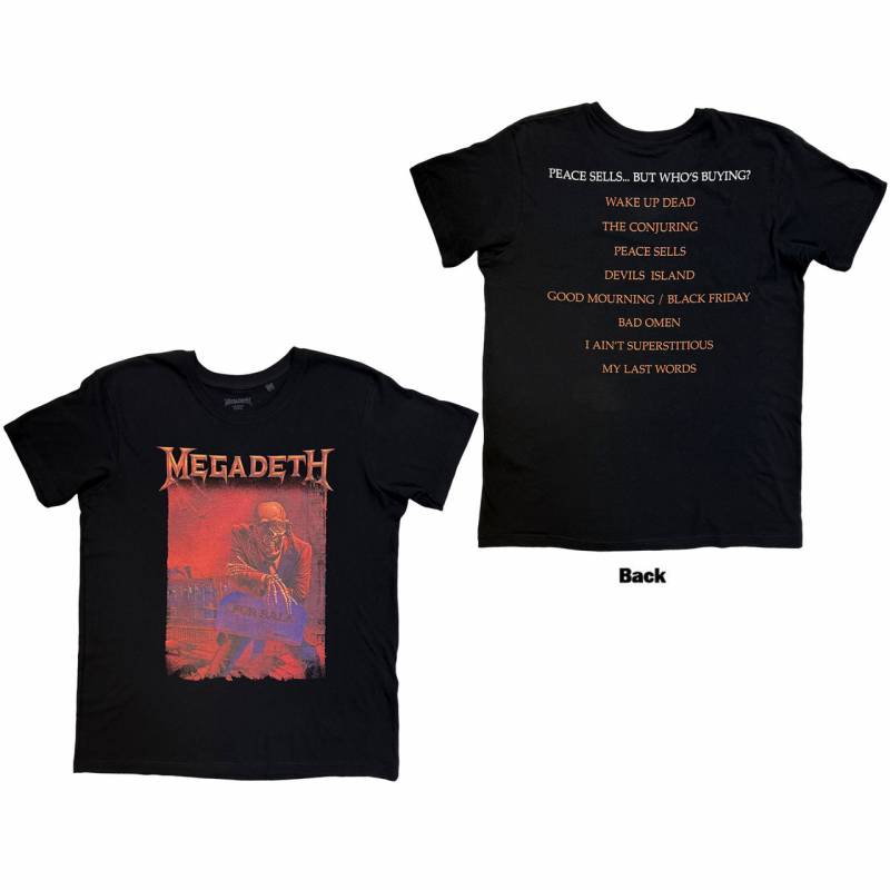 【予約商品】MEGADETH バンドTシャツ ユニセックス: Peace Sells Album Cover (Black) (Back Print)