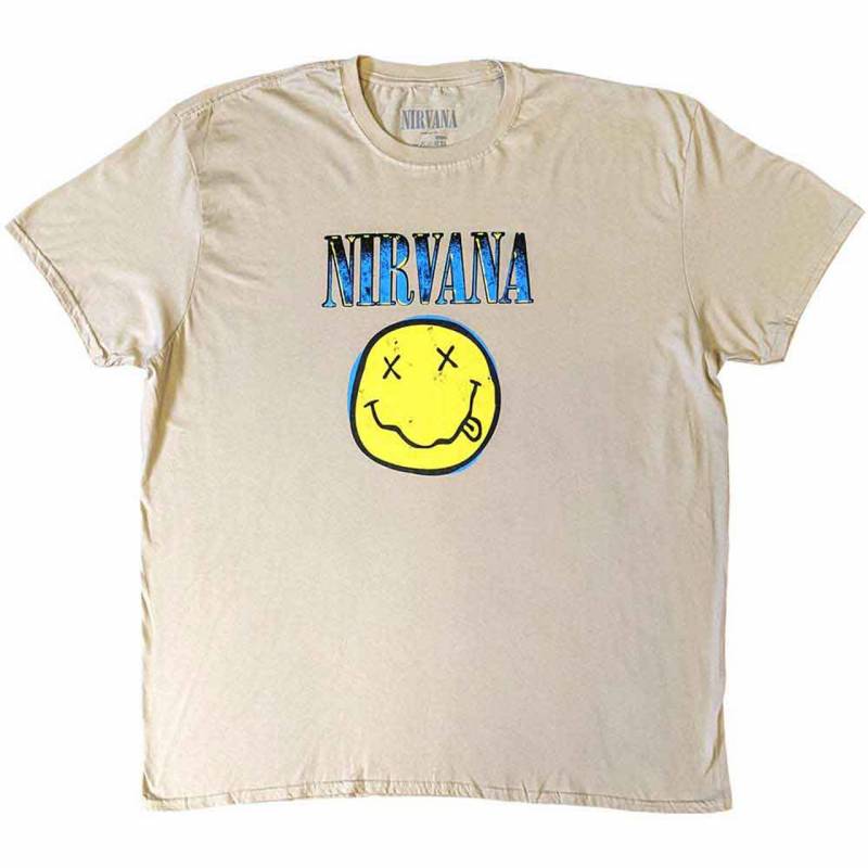 【予約商品】NIRVANA バンドTシャツ ユニセックス: Xerox Happy Face (Sand) (XXX-Large)