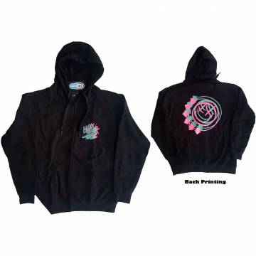 【予約商品】BLINK-182 Unisex Zipped Hoodie: Double Six Arrow Smile (Back Print)