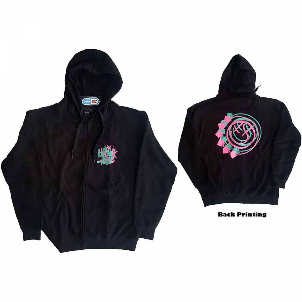 【予約商品】BLINK-182 Unisex Zipped Hoodie: Double Six Arrow Smile (Back Print)