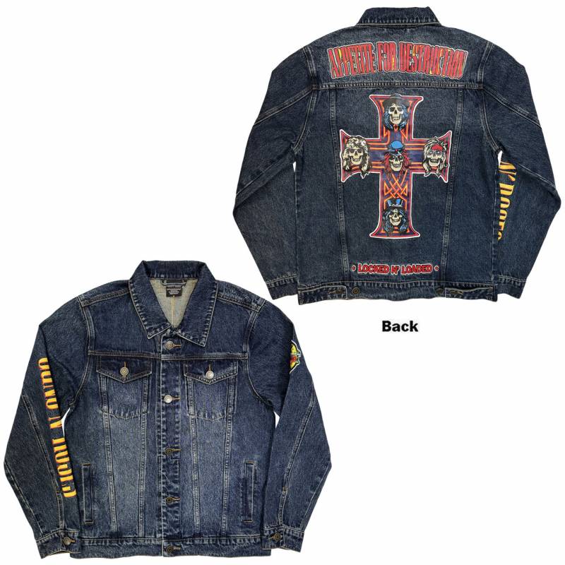 【予約商品】GUNS N' ROSES Unisex Denim Jacket: Appetite For Destruction (Denim Blue) (Back & Sleeve Print)