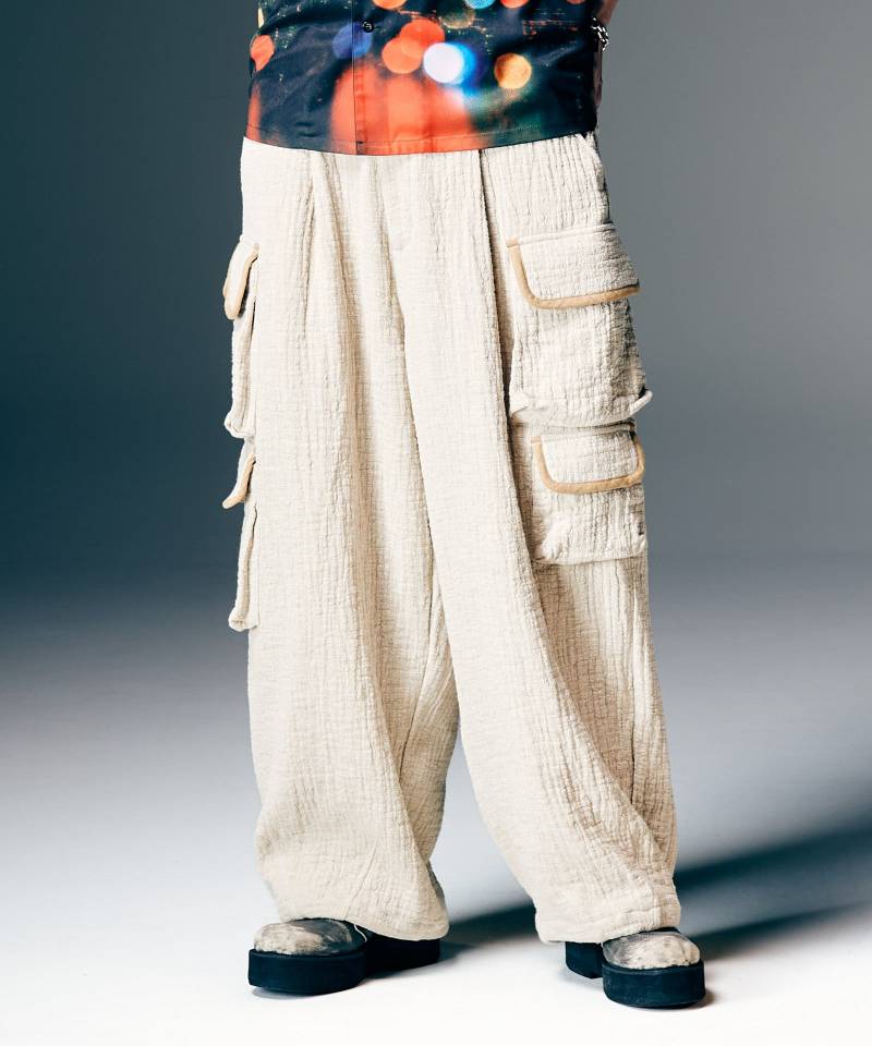 【予約商品】glamb(グラム) Linen Cargo Pants / リネンカーゴパンツ - White
