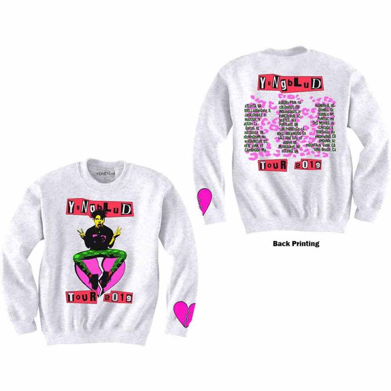 【予約商品】YUNGBLUD Unisex Sweatshirt: Tour (White) (Back & Sleeve Print)