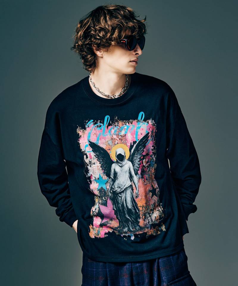 【予約商品】glamb(グラム)Angel Long Sleeves T-Shirt / エンジェルロングスリーブTシャツ - Black