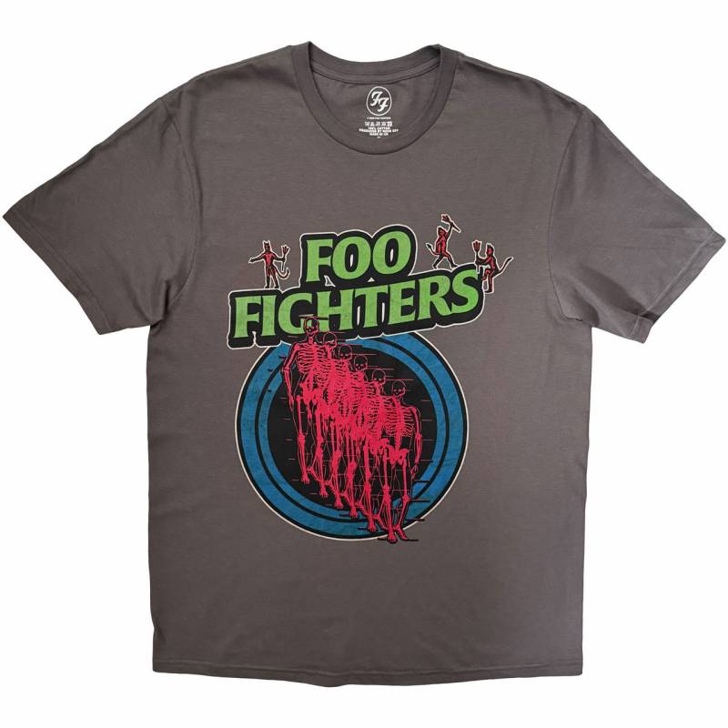 【予約商品】FOO FIGHTERS バンドTシャツ ユニセックス: Skeleton Repeat (Charcoal Grey)