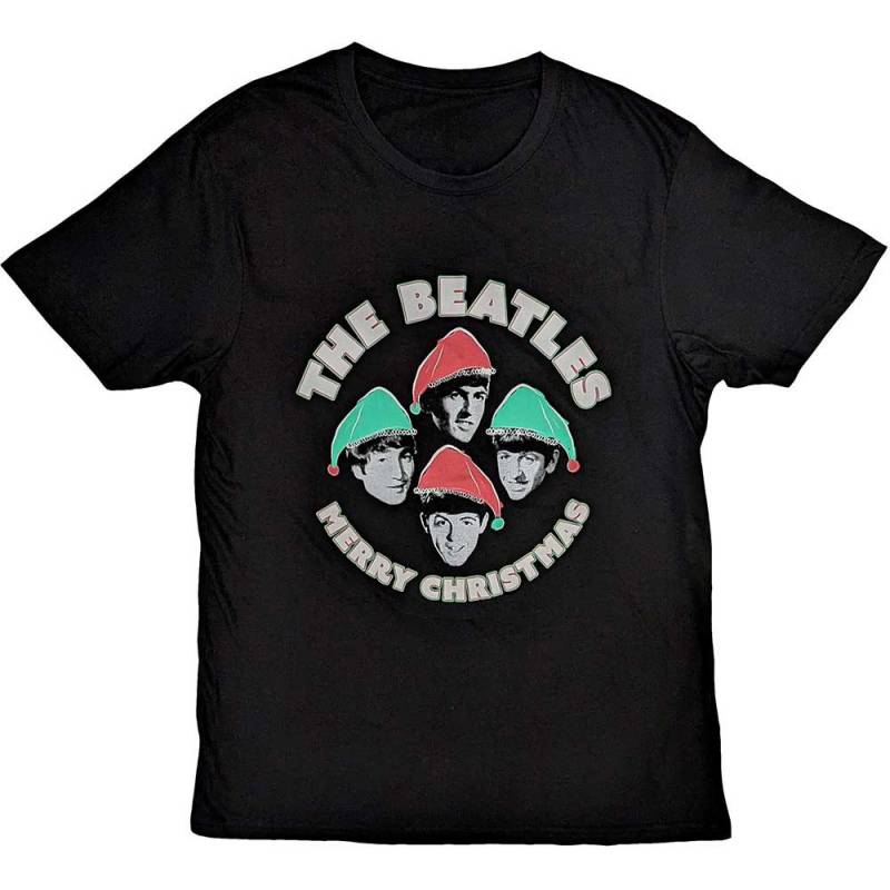 【予約商品】THE BEATLES バンドTシャツ ユニセックス: Christmas Hats (Black)