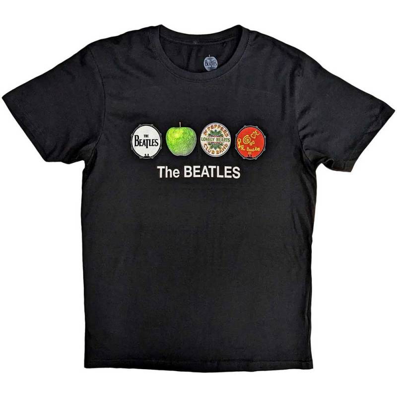 【予約商品】THE BEATLES バンドTシャツ ユニセックス: Apple & Drums (Black)