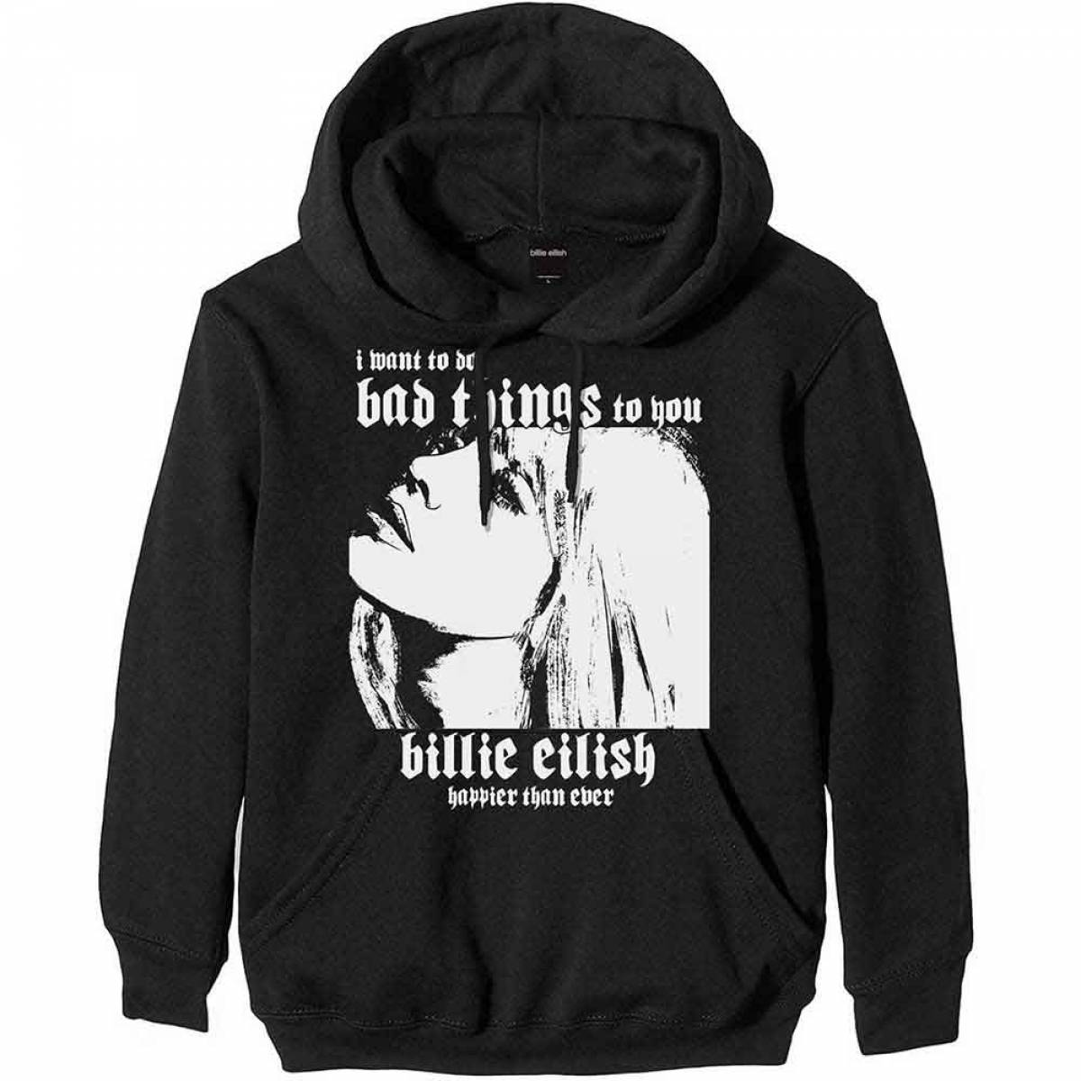 【予約商品】BILLIE EILISH Unisex Pullover Hoodie: Bad Things - BLACK
