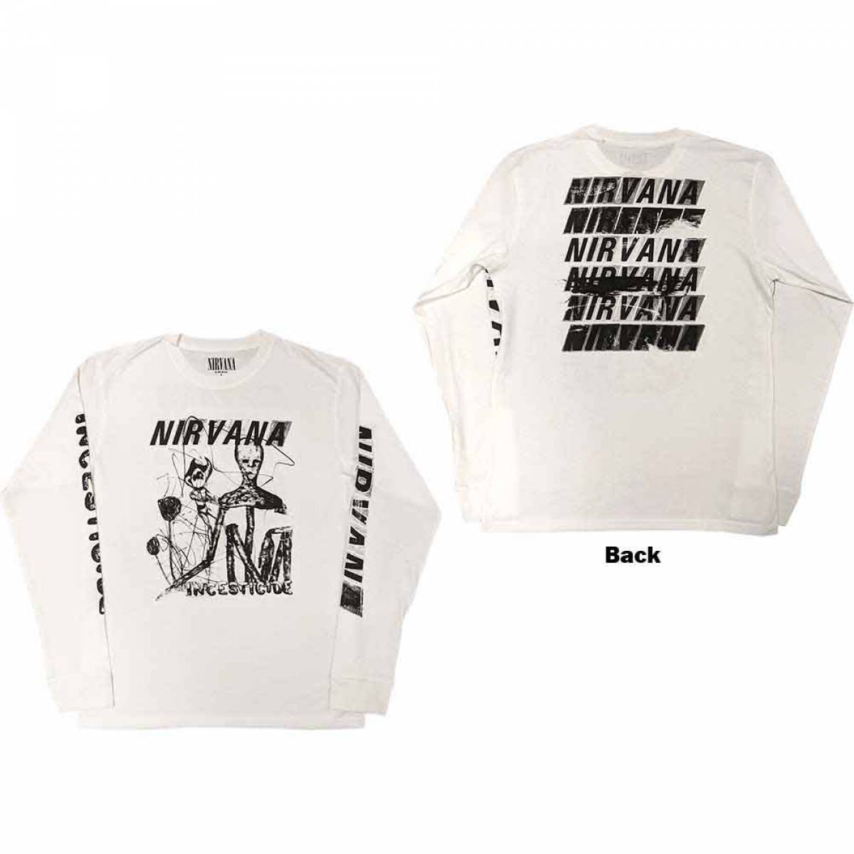 NIRVANA Unisex Long Sleeve Tシャツ: Incesticide (Back & Sleeve Print)