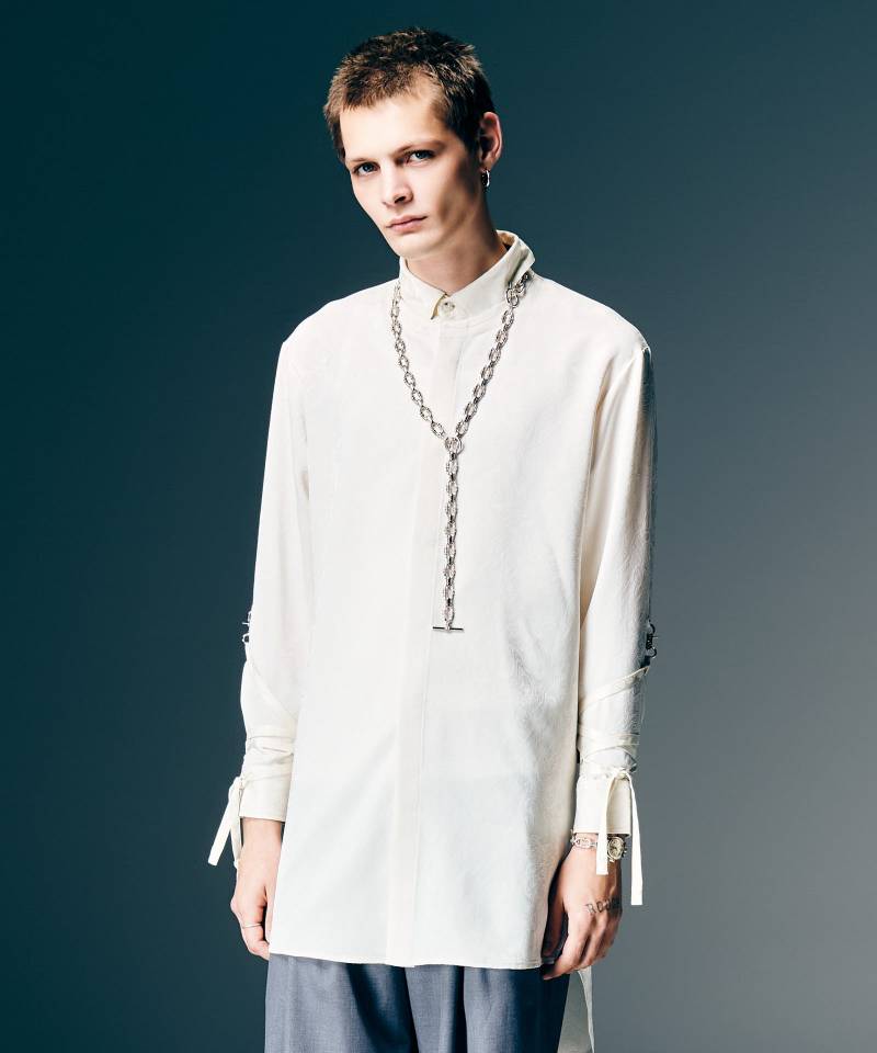 【予約商品】glamb(グラム)Blow Long Shirt / ブロウロングシャツ - White