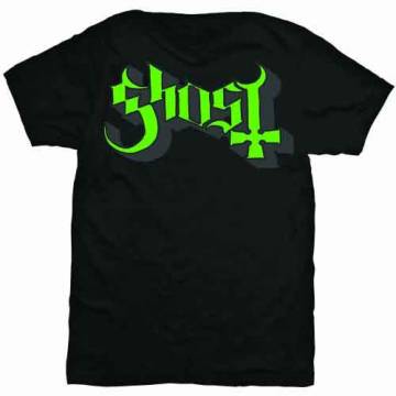 【予約商品】GHOST バンドTシャツ ユニセックス: Green/Grey Keyline Logo (Black) - BLACK