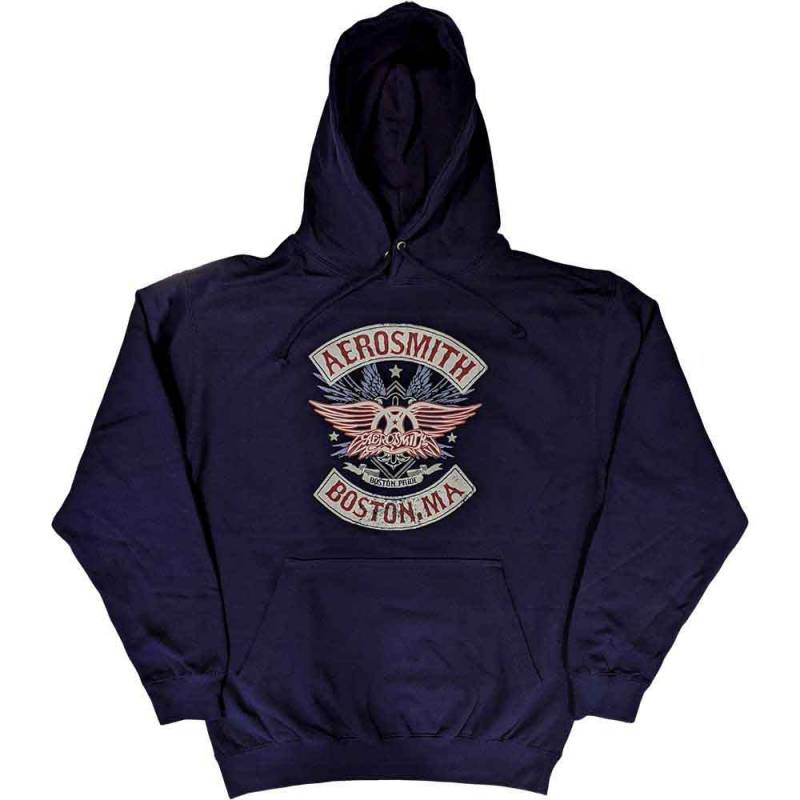 【予約商品】AEROSMITH Unisex Pullover Hoodie: Boston Pride (Navy Blue)