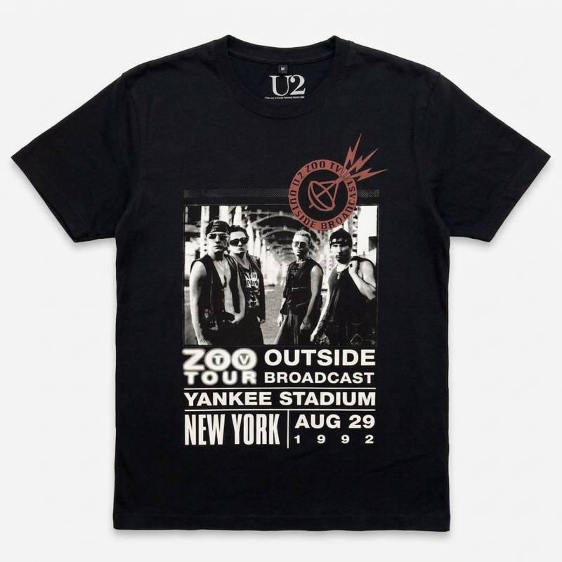 【予約商品】U2 Unisex Premium Carbon バンドTシャツ: Zoo TV Tour NY Poster 08.29.92 (Black)