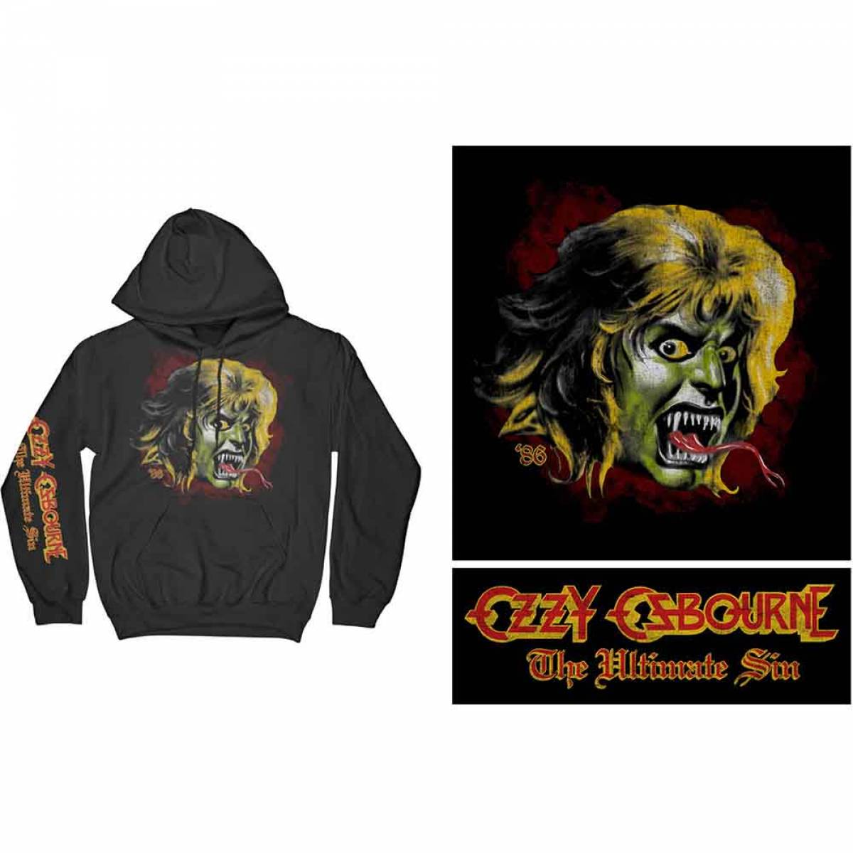 【予約商品】OZZY OSBOURNE Unisex Pullover Hoodie: Ozzy Demon (Black) - BLACK