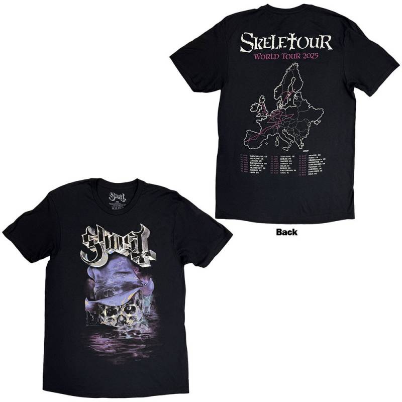 【予約商品】GHOST バンドTシャツ ユニセックス: Skeletour Admat '25 Tour Dates (Black) (Back Print)