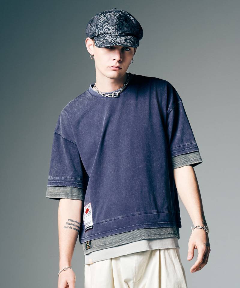 【予約商品】glamb(グラム) Tri Layered Cutsew / トライレイヤードカットソー - Navy