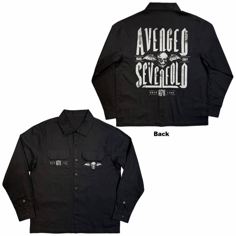 【予約商品】AVENGED SEVENFOLD Unisex Casual Shirt: Est. 1999 (Black) (Back Print)