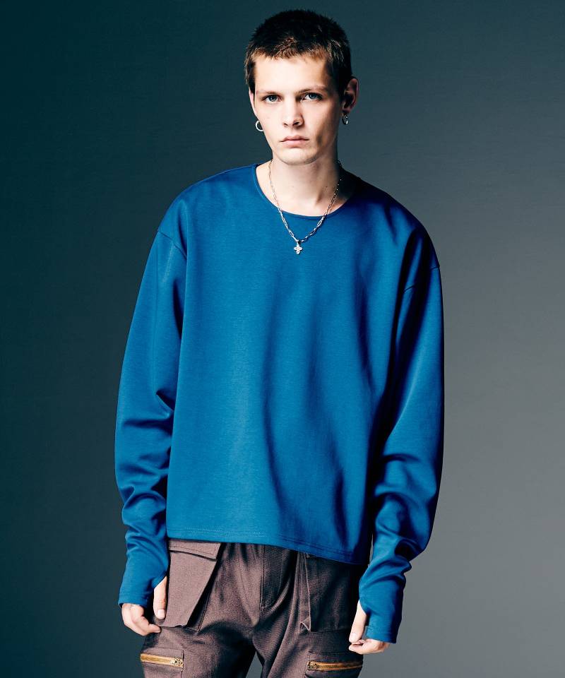 【予約商品】glamb(グラム)Wide Sleeves Smooth Cutsew / ワイドスリーブスムースカットソー - Blue