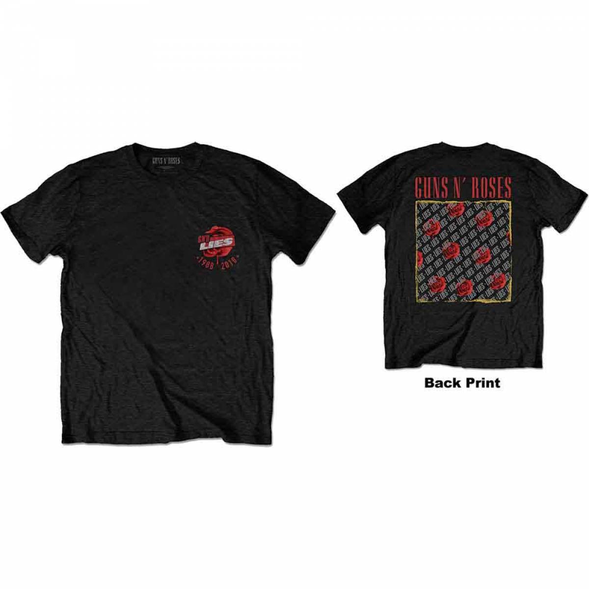【予約商品】GUNS N' ROSES バンドTシャツ ユニセックス: Lies Repeat/30 Years (Black) (Back Print) - BLACK