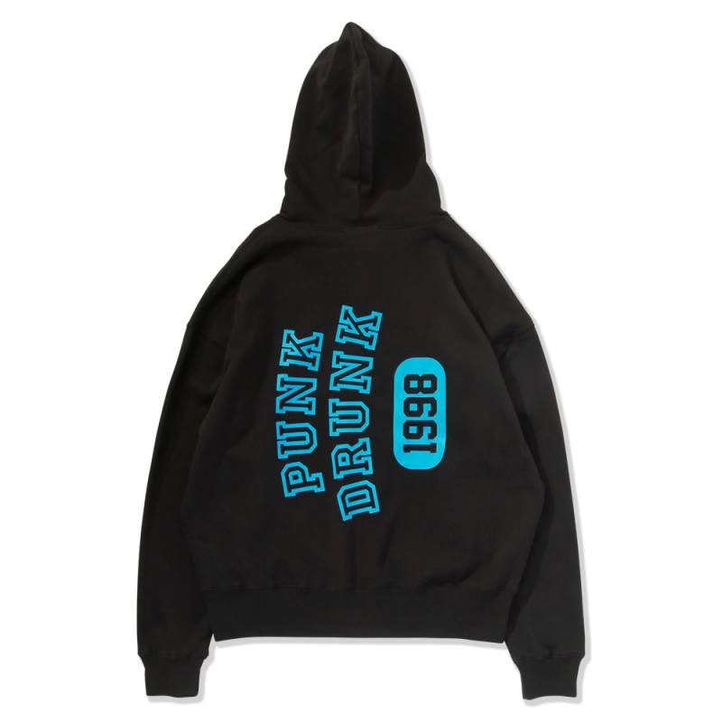 【予約商品】PUNK DRUNKERS (パンク・ドランカーズ) 横向きZIPパーカ - BLACK