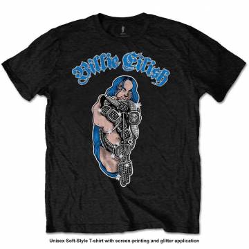 【予約商品】BILLIE EILISH バンドTシャツ ユニセックス: Bling Glitter Print (Black) (Embellished) - BLACK