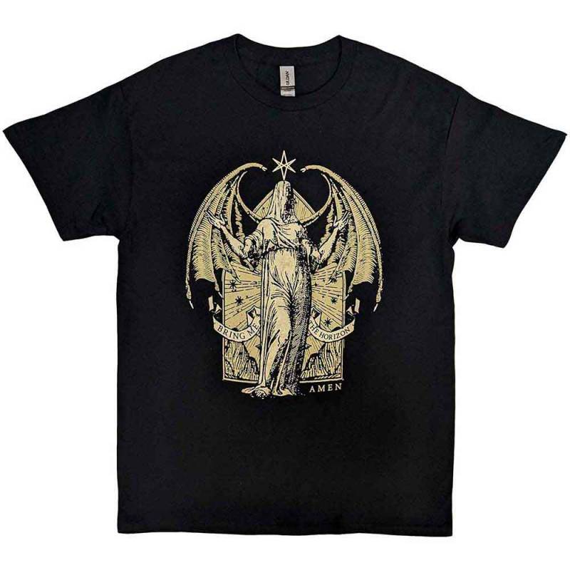 【予約商品】BRING ME THE HORIZON バンドTシャツ ユニセックス: Angel Amen (Black) - BLACK