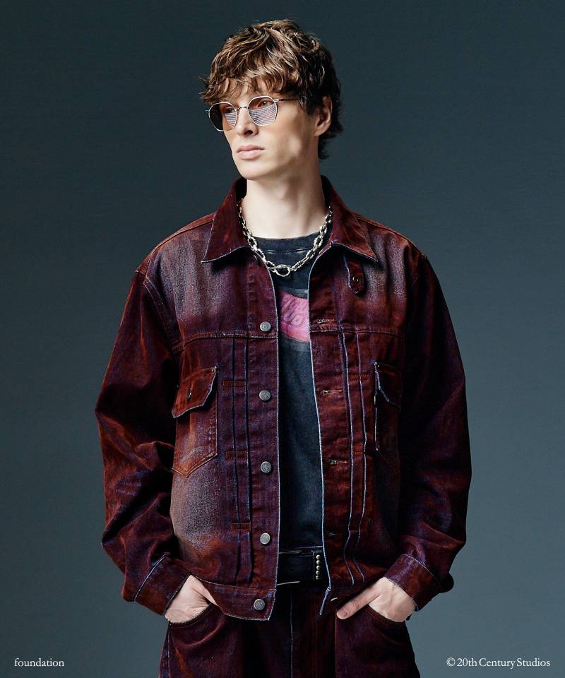 【予約商品】glamb(グラム) Gloss Flockey Denim Jacket / グロスフロッキーデニムジャケット - Wine