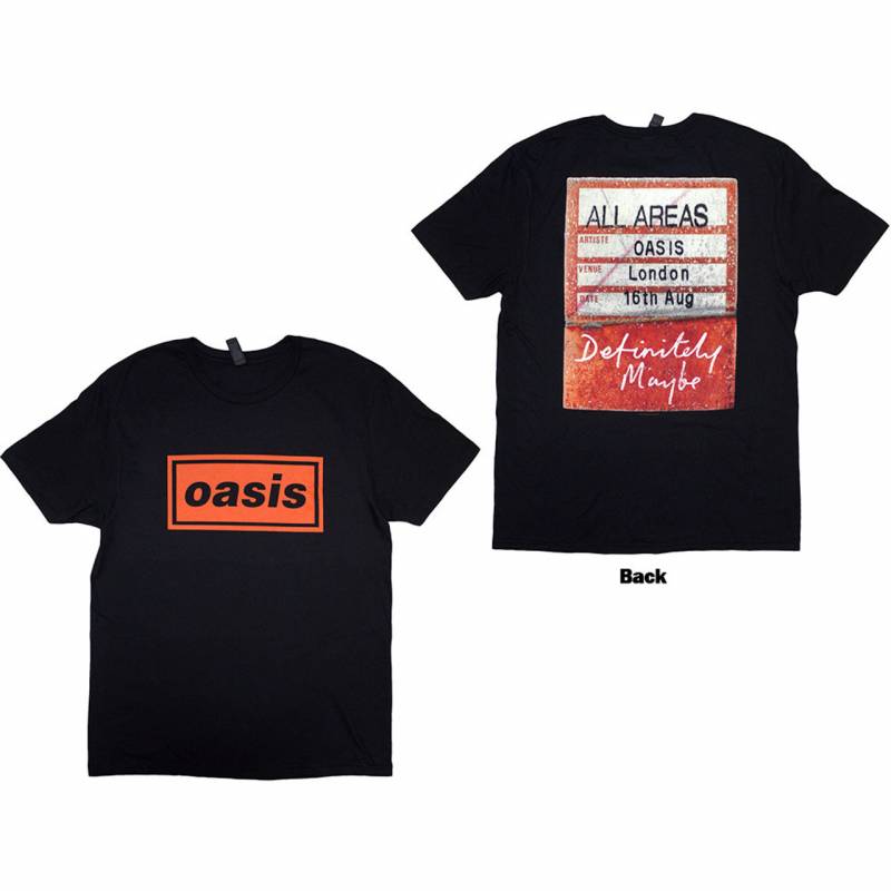 【予約商品】OASIS バンドTシャツ ユニセックス: Definitely Maybe AAA Pass (Black) (Back Print)