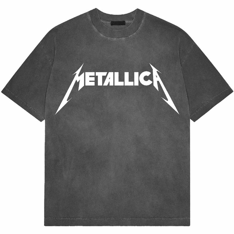 【予約商品】METALLICA Unisex Stone Wash バンドTシャツ: Logo (Charcoal Grey)