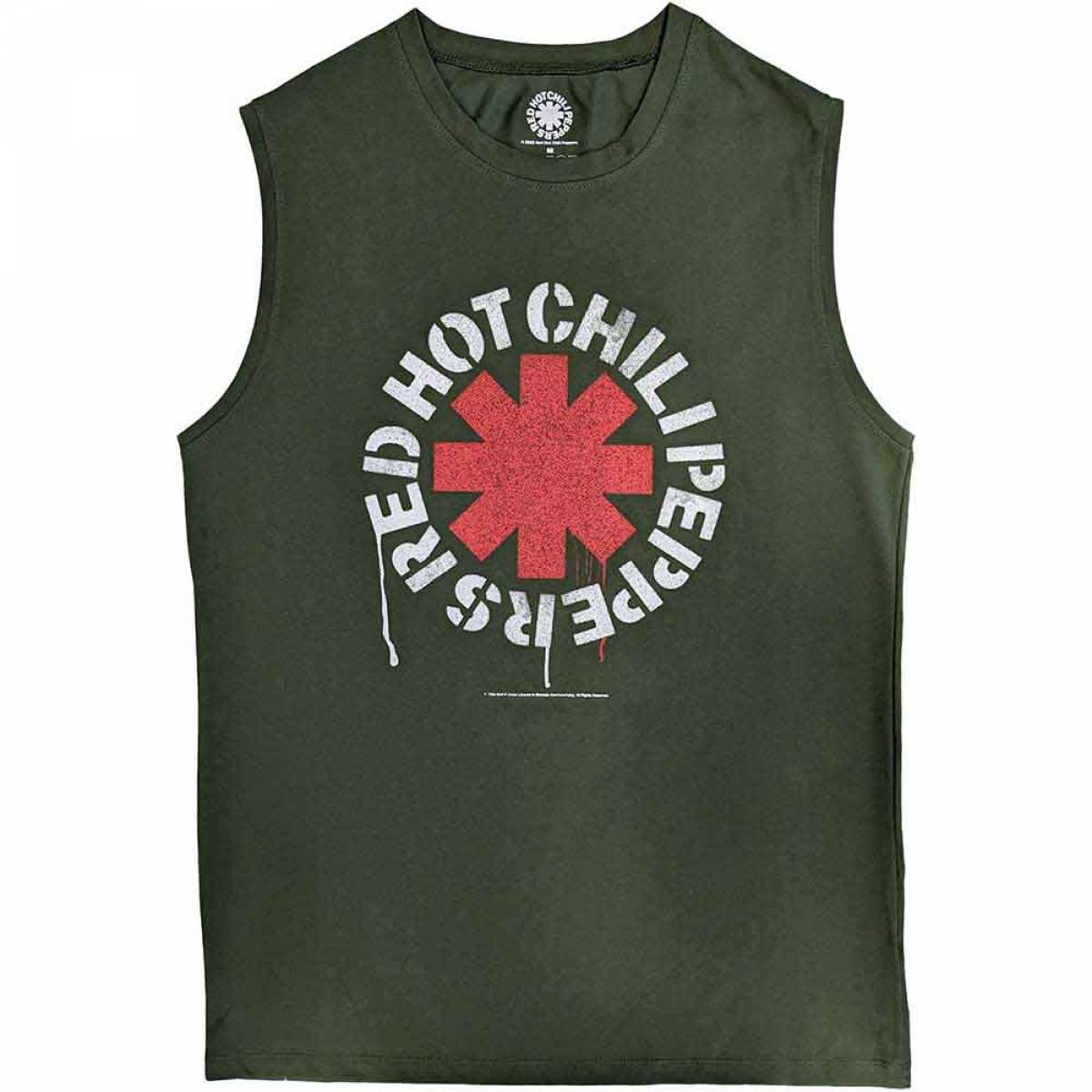 【予約商品】RED HOT CHILI PEPPERS Unisex Tank バンドTシャツ: Stencil (Green) - GREEN