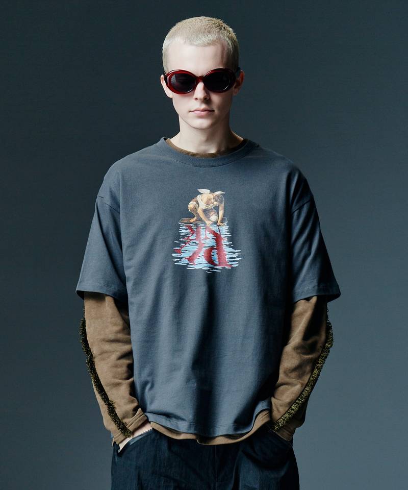 【予約商品】glamb(グラム) Angel PUNK T-Shirt / エンジェルパンクTシャツ - Charcoal
