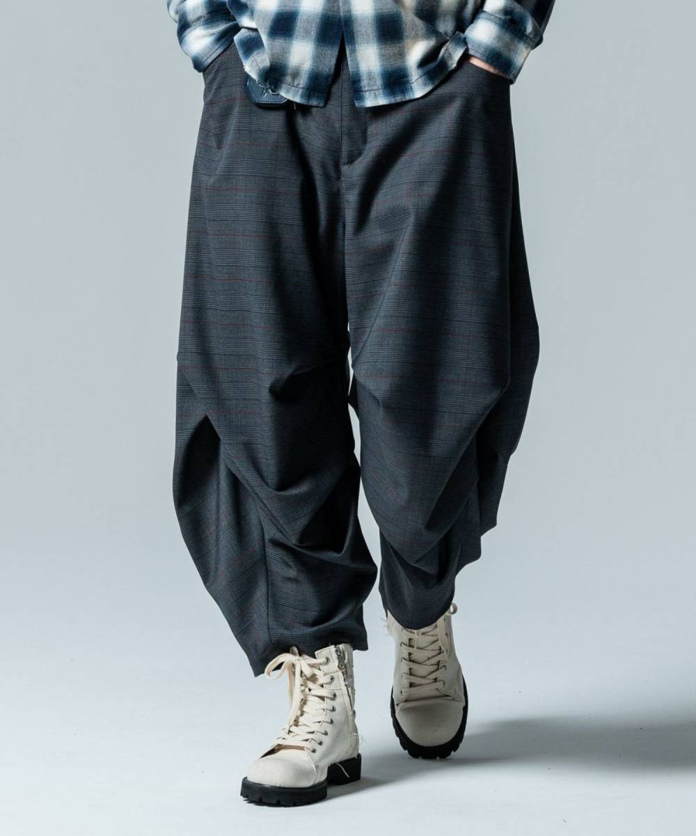 glamb(グラム)GB0125/P12 : Irregular Tuck Wide Slacks - Gray