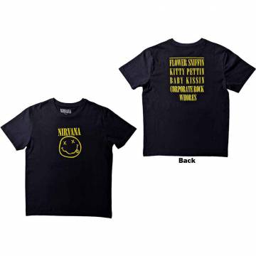【予約商品】NIRVANA バンドTシャツ ユニセックス: Flower Sniffin (Black) (Back Print) - BLACK