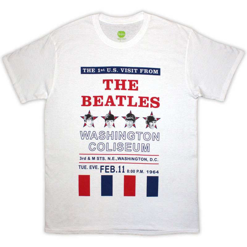 【予約商品】THE BEATLES バンドTシャツ ユニセックス: Washington '64 Stars & Stripes (White)