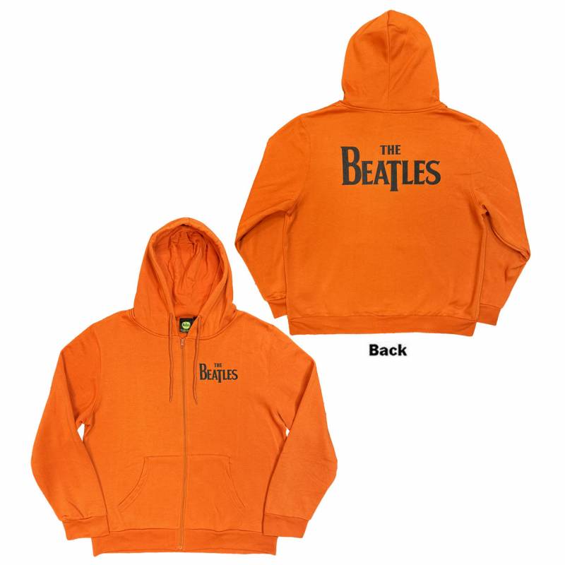 【予約商品】THE BEATLES Unisex Zipped Hoodie: Drop T Logo (Orange) (Back Print)