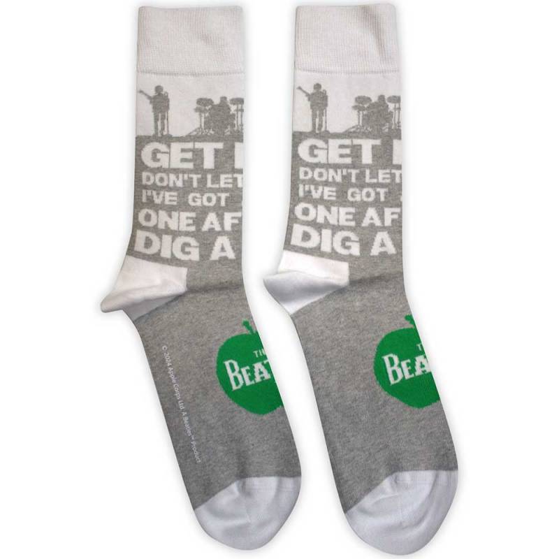 【予約商品】THE BEATLES Unisex Ankle Socks: Rooftop Silhouettes & Apple (Grey)