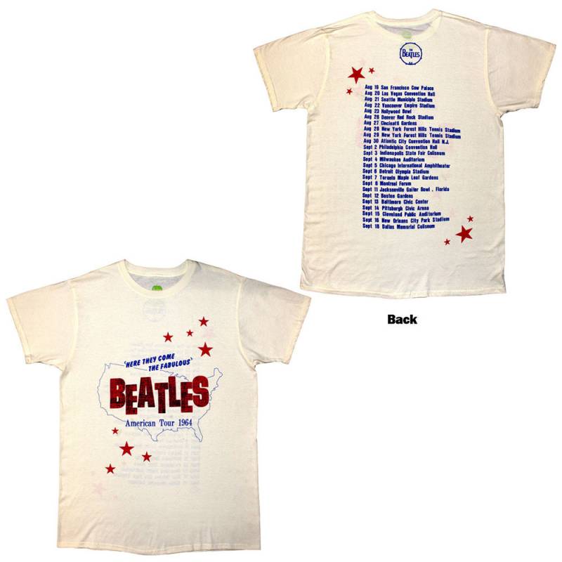 【予約商品】THE BEATLES バンドTシャツ ユニセックス: American Tour '64 (Natural) (Back Print)
