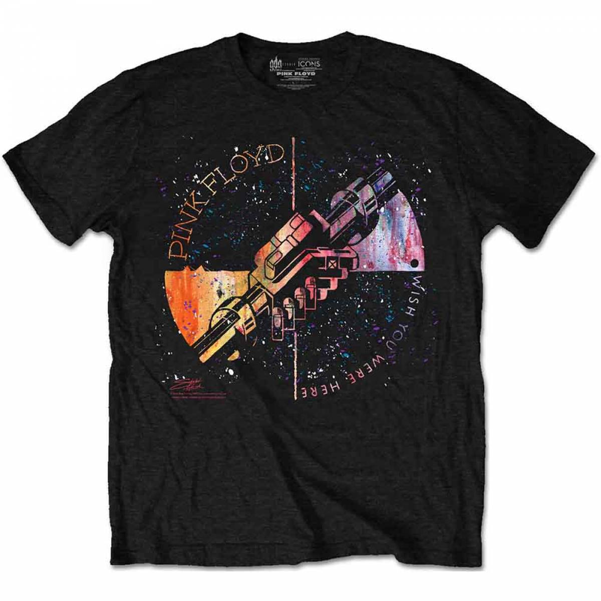 【予約商品】PINK FLOYD バンドTシャツ ユニセックス: Machine Greeting Orange (Black) - BLACK