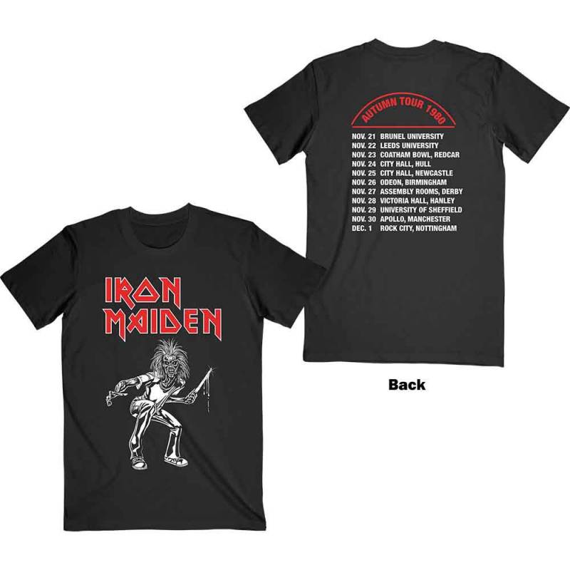 【予約商品】IRON MAIDEN バンドTシャツ ユニセックス: Autumn Tour 1980 (Black) (Back Print)
