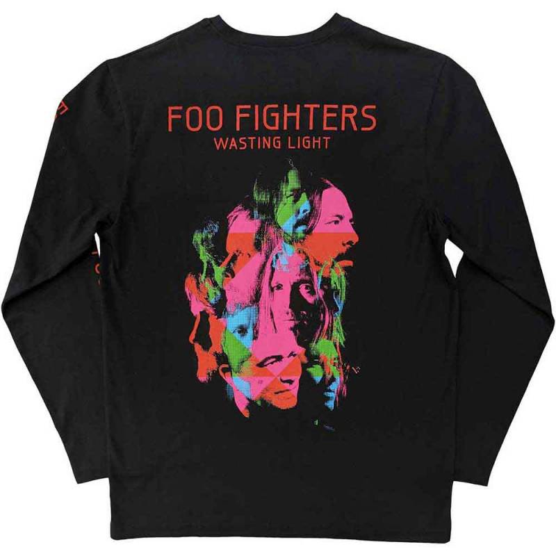 【予約商品】FOO FIGHTERS Unisex Long Sleeve バンドTシャツ: Wasting Light (Black) (Back & Sleeve Print) - BLACK