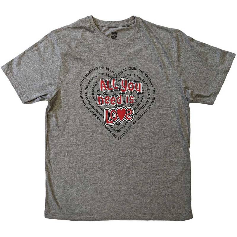【予約商品】THE BEATLES バンドTシャツ ユニセックス: All You Need Is Love Heart (Grey)