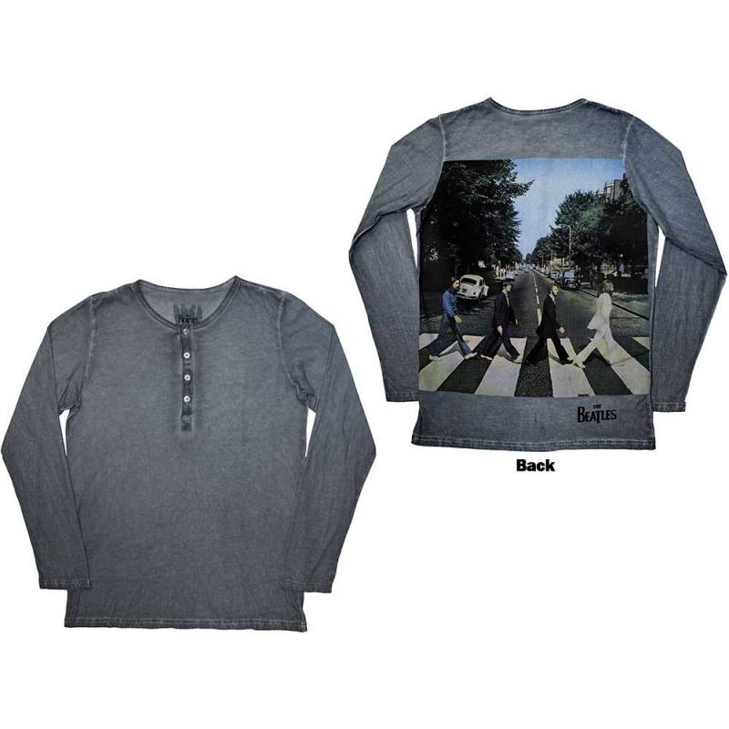 【予約商品】THE BEATLES Unisex Long Sleeve バンドTシャツ: Abbey Road Back Print Stone Wash (Blue) (Back Print)