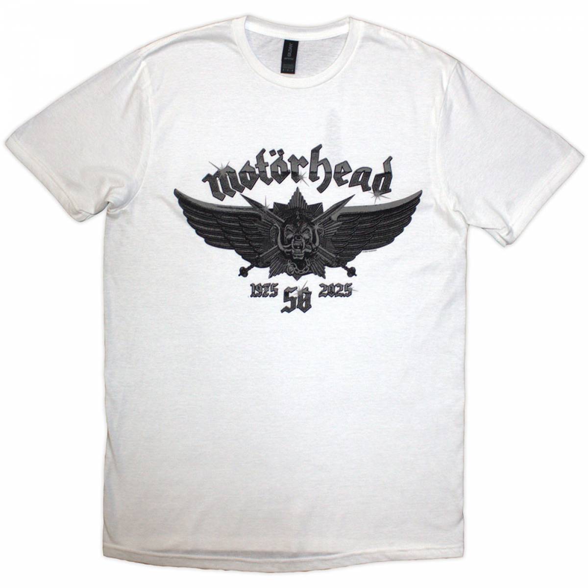 【予約商品】MOTORHEAD バンドTシャツ ユニセックス: 50 Years Wings Badge (White) - WHITE