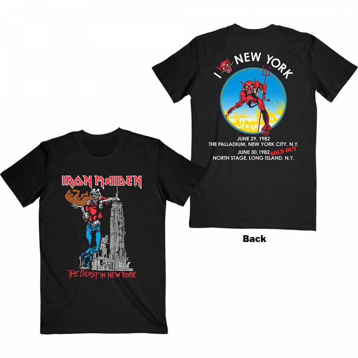 【予約商品】IRON MAIDEN バンドTシャツ ユニセックス: The Beast In New York (Back Print) - BLACK
